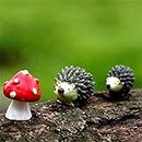 Danmu Resin Mini Hedgehogs and Mushroom, Miniature Figurines, Fairy Garden Accessories, Fairy Garden Supplies, Fairy Garden Animals for Fairy Garden, Micro Landscape, Plant Pots, Bonsai Craft Decor
