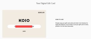 Tarjeta de regalo digital Koio (entrega instantánea)