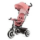 Kinderkraft Aston Tricycle, Baby Push Trike, Kids First Bike, Free Wheel Functions, Parenthandle, Footrest, Accessories, Bag, Cupholder, from 9 Months to 5 Years, Pink