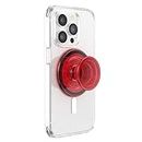 PopSockets Translucent Phone Grip with Expanding Kickstand, Compatible with MagSafe®, Magnetic Ring for iPhone and Android Included, Phone Holder, Wireless Charging Compatible - Danger Red