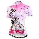 Cycling Jersey Women's Bicycle Tops Breathable Shirt Mountain Clothing Bike Top MTB Road Jersey Short Sleeve Summer Bicycle Bicycle Pink L