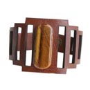 Nutmeg Stepping Stone,'Tiger's Eye and Coffee Brown Leather Band Bracelet'