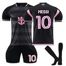 Kids Soccer Jersey Boys Jersey Kit Football Suit Soccer Sportswear with Shorts and Socks for Boys and Girls #10 2024 Away Black Valentines Day Gifts