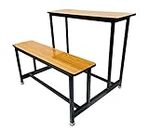 GOYALSON School Home Tution Bench Duel Desk Bench Large for Two Student Bench Cum Duel Desk Strong and Sturdy Metal Standard Structure with Wooden Top (for Classes 7th to College ownwards)