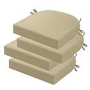 idee-home Outdoor Chair Cushions Set of 4, Thick 3" Patio Chair Cushions for Outdoor Furniture Waterproof with Ties, Outdoor Seat Cushion, Chair Pads Dining 17" x 16" x 3" Antique Beige