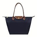 French brands Nylon Folding Tote Bag,Women's Shoulder Bags (Deep Blue, M)