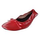 fête des pantoufles femmes chaussures de danse Ballet Roll chaussures pliable portable plat pantoufles pour femmes pantoufles pour femmes, rojo, 39/40 EU