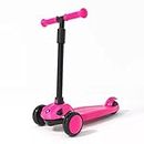 Fiddlys Kids Scooter Adjustable Kick Scooter for Children Adjustable 3 Wheels Outdoor Sport Ride Toys (Pink)