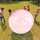 Vercico Bubble Ball XXL - Bola de burbuja hinchable de gran tamaño, transparente, resistente al desgarro, juguete para niños, playa, piscina, jardín, fiesta, color rosa (A)
