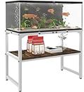 Mondazie 30 Gallon Fish Tank Stand with Shelf for Accessories Storage, 2 Tiers Heavy Duty Metal Aquarium Stand, Breeder Tank Turtle Reptile Terrariums Stand Rack for Home Office, 30" L x 12" W, White