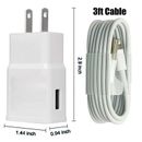3ft Fast Charger Cable Adapter Cord AC Wall Plug for Apple iPhone 6 7 8 X 1112