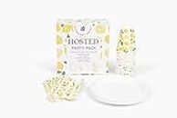 Hosted Party Pack Dinnerware Set - 97ct. Plates, Cups, Forks, Spoons, Knives, Napkins and Bag (Lemon)