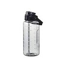 64oz Water Bottle with Straw and Flip-Top Lid- Leak-proof BPA Free Reusable - Motivational Quotes for Outdoor Sports Fitness Gym Yoga Hiking Accessories (Black)