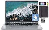 ACER 2023 Flagship Chromebook 15.6'' FHD 1080p IPS Touchscreen Light Laptop,Intel Celeron N4020 (Up to 2.8GHz),4GB RAM,64GB eMMC,HD Webcam,WiFi 5,12+ Hours Battery,Chrome OS,w/HubxcelAccessory,Silver