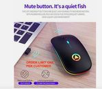 2.4GHz Wireless Optical Mouse USB Rechargeable RGB Mice for Office PC Laptop