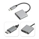 USB C to 3.5mm Headphone and 60W PD Fast Charging Adapter 2 in 1 Cable 5“ - Black Gray