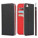 Cavor for iPhone 6 Case,iPhone 6s Case,[Litchi Leather] [RFID Blocking Card Holder] Flip Magnetic Wallet Case Cover with Kickstand Feature(4.7") -Black