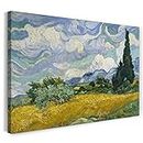 Printed Paintings Impresión sobre Lienzo (120x80cm): Vincent Van Gogh - Campo de Trigo con cipres