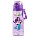 Home Tune Cute Water Bottle for School Kids Girls, Soft Silicone Spout & BPA Free Tritan & Leak Proof One Click Open Flip Top & Easy Clean & Soft Carry Loop, 24oz / 700ml (Mermaid)
