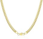 5MM Flat Sideways Gold Chain Necklace Sterling Silver Women Wedding Gift
