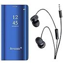 Avzax Semi Transparent Mirror Flip Cover for Apple iPhone 6S Plus (Blue) and in Ear Headphone with Mic