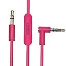 Replacement Inline Remote Mic Extension Audio Cable Cord for Monster Beats by Dr Dre Solo Solo HD Studio Wireless Pro Detox Mixr Executive Pill Headphones (Pink)