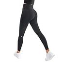 GymCope Leggings for Women with High Waist, Yoga Pants with Waistband Pocket for Women, Tummy Control and Butt Lifting Leggings Women, Black Tights with Reflective Logo, Black, X-Large