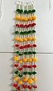 Magpie Handmade Wall Door 5ft.Strings Red Yellow Green Hanging Pom Pom Garland Bandhwar with Golden Bells Decoration Item for Home Décor Diwali Festival,Navratri,Wedding (5 FT 5 Strings)