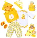 Conjunto de ropa de 22 pulgadas para 20 muñecas bebé renacido accesorios pato amarillo