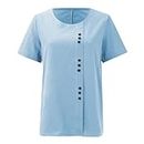 My-Account,Tops Size Small Women's I Simple Printing Europe and The United States Men and Women Round Plus (2-Blue, L)