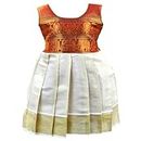 Amba Collection Boutique Girl's Traditional Ethnic Wear NarayanPeth Red Design with South Tissue Bottom Sleeveless Frock