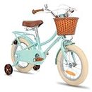 STITCH Bicicleta Infantil 16 Pulgadas Verde Menta para Niñas y Niños de 4, 5, 6 y 7 Años Kids Bike con Canasta y Ruedas de Entrenamiento Bicicleta