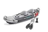 Intex Dakota K2 2-Person Heavy-Duty Vinyl Inflatable Kayak, Infalatbale Boat Holds 2 people up to 400 pounds, with 86-Inch Oars Air Pump and Carry Bag, Gray & Red 68310VM