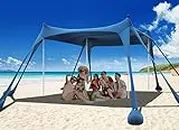 Osoeri Beach Tent Sun Shelter, 10 x 10ft Camping Sun Shelter with Sand Shovels, Ground Pegs & Stability Poles, UPF50+ Outdoor Shade for Camping Trips, Fishing, Backyard Fun or Picnics