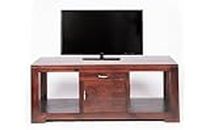 THE MUEBLES STORE Collier Solid Sheesham Wood (Rosewod) Free Standing TV Unit | Walnut Finish | Pre-Assemble