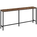MAHANCRIS Console Table, 160 CM Narrow Long Sofa Table, Entryway Table, Industrial Sofa Table, Side Table, for Hallway, Living Room, Sturdy and Stable, Easy to Assemble, Rustic Brown ACTHR16001Z