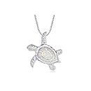 Victoria Jewelry 925 Sterling Silver Blue Opal Sea Turtle Necklace Birthday Gifts- Health and Longevity, Turtle Pandora Charms Pendant, Hawaiian Necklaces Jewelry Inspired Birthstone Jewelry Gifts for Mom Women Girls, opal, Created Opal