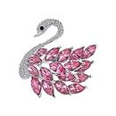 Mahi Sparkling Pink and White Crystals Swan-Shaped Brooch Clothing Accessories for Women (BP1101156RPin)