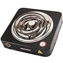 CHEFMAN | Hot Plate Cooktop Grill 1000WATT | Shock Proof And Compact | Electric Coil Heat Resistant Outer Body| Manual Electric Cooking Stove | Consume Less Power ThanLPG | Portable Induction | BLACK