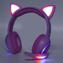 Kid Headphones BT Foldable Cat Ear Headsets With Mic For Girls Study Travel OBF
