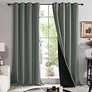 Deconovo Grey Blackout Curtains for Bedroom 84 Inches Long, Thermal Insulated Full Dark Shading, Grommet Window Coverings for Living Room/Bedroom/Kids (Pack of 2, 52W x 84L Inch Dark Grey)