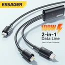 Essager 100W Cable USB C to Type C to Lighting PD Fast Charger Data 2 in 1 Quick Charging Cord For