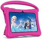 WXUNJA Kids Tablet, 7 inch Android Tablet for Kids, 32GB Toddler Tablet, Tablets for Kids with Bluetooth, GMS, WiFi, Parental Control, Dual Camera, Shockproof Case (Pink red) (Magenta)