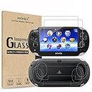 (4-Pack) Screen Protectors for Sony Playstation Vita 1000 with Back Covers, Akwox 9H Tempered Glass Front Screen Protector and HD Clear Crystal PET Back Screen Protective Film for PS Vita PSV 1000