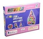 MagWorld Toys Magnetic Construction Pastel Colors-42 Piece Set. Create 2D and 3D Shapes, Figures & Architecture. STEM Play Age 3 and Up.