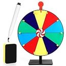 Spinning Prize Wheel, 10 Slots Tabletop Prize Wheel Spinner with Stand 12 inch Roulette Wheel with Dry Erase & Marker for Carnivals, Trade Shows, Holiday Activities, Win Fortune Spin Game