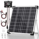 Voltset 20W 12V Solar Battery Trickle Charger Maintainer + Upgrade 10A MPPT Charge Controller + Adjustable Mount Bracket, Waterproof Solar Panel Trickle Charging Kit for Car RV Boat Motorcycle Trailer