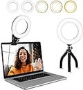Video Conference Lighting Kit, Ring Light Clip on Laptop Monitor with 5 Dimmable Color & 5 Brightness Level for Webcam Lighting/Zoom Lighting/Remote Working/Self Broadcasting and Live Streaming, etc.
