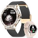 Smart Watches for Women (Answer/Make Calls), 1.3��” Fitness Tracker Watch with Heart Rate/Blood Pressure/SpO2/Sleep Monitor, IP68 Waterproof Smart Watch for Android Phones and iPhone - Rose Gold Black