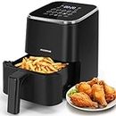 Aigostar Small Air Fryer with 8 Programs, 60 Min Timer, Max Temp 200°C Digital Air Fryers Oven with Rapid Air Circulation, Shake Reminder, Easy Clean, 2 Litre,1200W, Black - Dot 02J4X